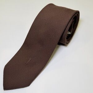 Vintage Yves Saint Laurent Textured Woven Necktie Brown | YSL Paris New York